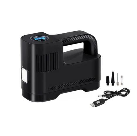 Přenosný digitální 12V vzduchový kompresor s LED lampou — bezpečnost a použití v noci