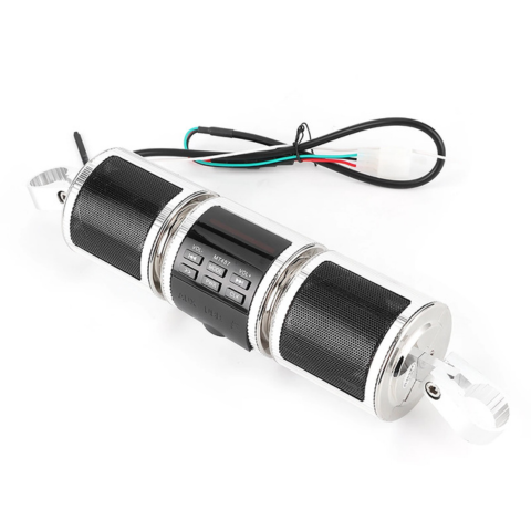 Motorcycle Speakers for Handlebar — Wireless Bluetooth, FM Radio and USB Port