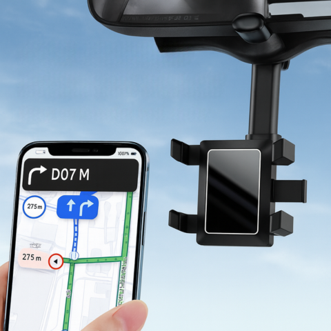 Suport Telefon Mașină — Fixare Pe Oglindă Și Ajustabil