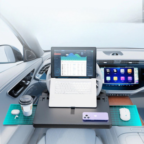 Multifunction Car Steering Wheel Shelf - Mobile Office & In-Car Meals