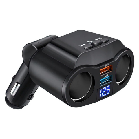 Car Cigar Lighter Adapter - Dual USB Port & Digital Display