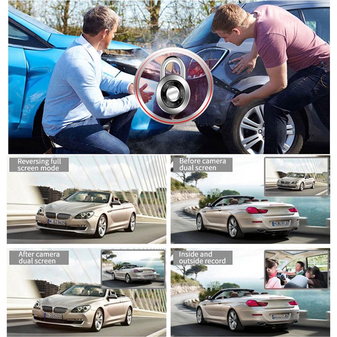 كاميرا لوحة القيادة 3 قنوات Full HD 1080p مع شاشة — رؤية أمامية، خلفية وداخلية 
