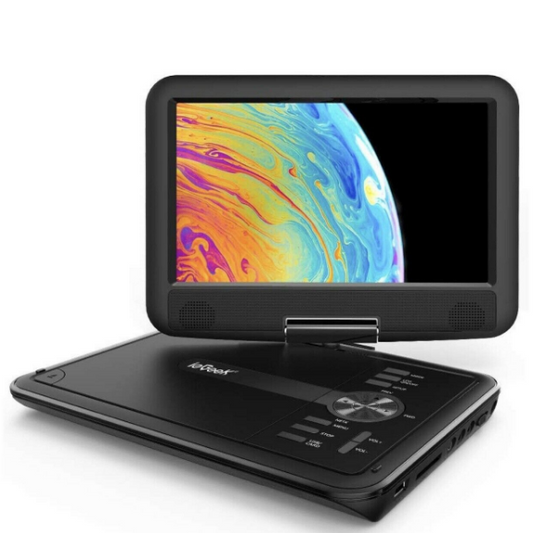 Przenośny odtwarzacz DVD z portem SD i USB — wyraźny i praktyczny ekran 