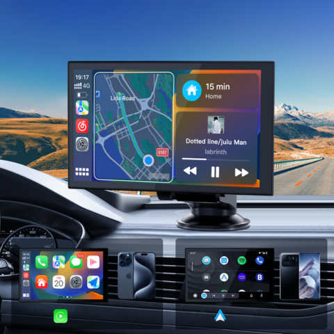 Écran Tactile Portable — GPS, Musique & Contrôle Vocal