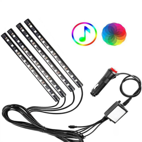 車の雰囲気LEDキット – 音に反応する多色ライト 
