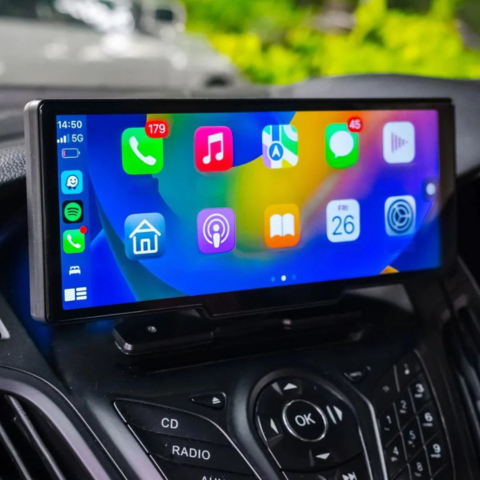 Pantalla de Coche Multifuncional – Soporte para Cámara de Reversa y Control por Voz 