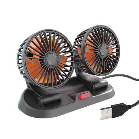Dual Head Auto Fan - USB or Cigar Lighter Power Supply