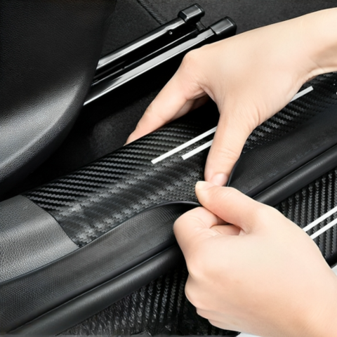 Door Protection Sticker — Durable Carbon Fiber Finish 