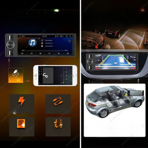 Radio multimedia auto MP5 cu CarPlay și Android Auto - ecran tactil și conexiune rapidă