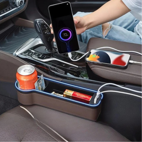 Car Seat Organizer With LED Lighting - Practical Storage & Modern Ambience