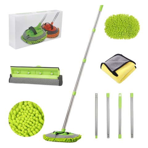 多機能車洗浄キット — 調整可能なハンドル & 柔らかいワイプ 