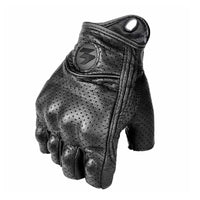 PU Leather Half-Finger Motorcycle Gloves – Retro Biker Style & Breathable Summer