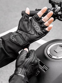 PU Leather Half-Finger Motorcycle Gloves – Retro Biker Style & Breathable Summer