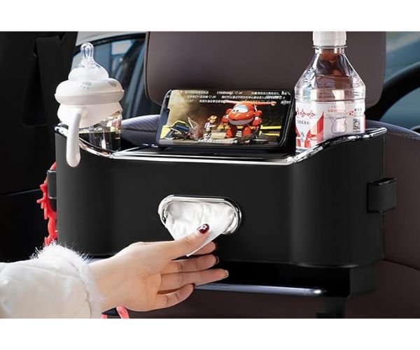 Rear Seat Organizer With Hooks And Storage Box - Optimized Space & Tidy Car