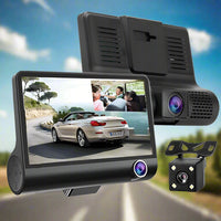 كاميرا لوحة القيادة 3 قنوات Full HD 1080p مع شاشة — رؤية أمامية، خلفية وداخلية 