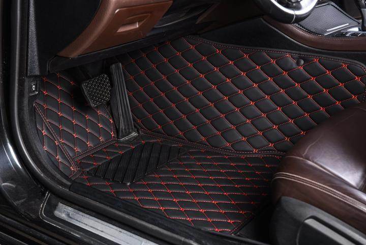 Waterproof Car Mats – Black & Red Sport Style 